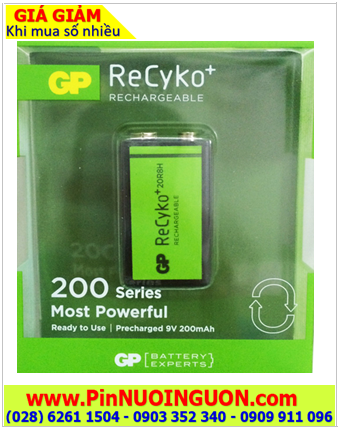 GP17R8H-2UW1; Pin sạc 9v 6HR61 Recyko GP17R8H-2UW1 170mAh _Made in China _Vỉ 1viên | HẾT HÀNG